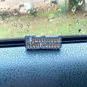 iced coffee enamel pin
